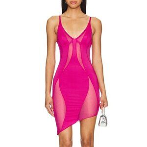 OW Collection Swirl Mini Dress in Pink Dreams mesh bodycon